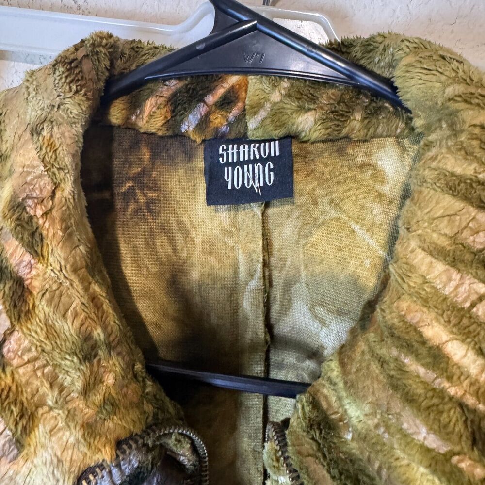 Sharon Young womens size S faux fur vest full zip gold tan Vintage 90s - Picture 3 of 7